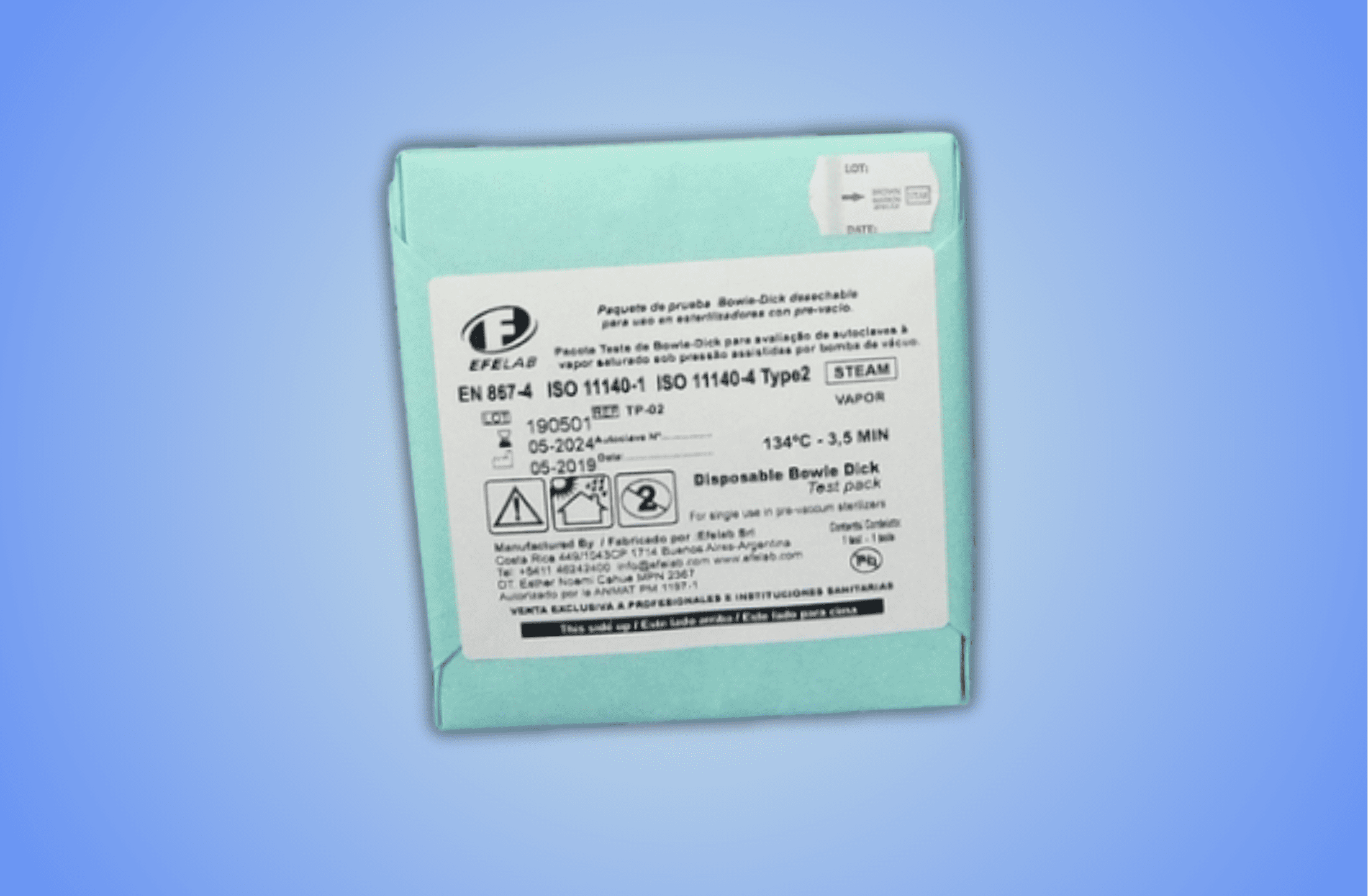 TP02 Pacote Teste Bowie Dick Papel Grau Médico Pacote teste Bowie Dick em papel crepado grau médico TP02