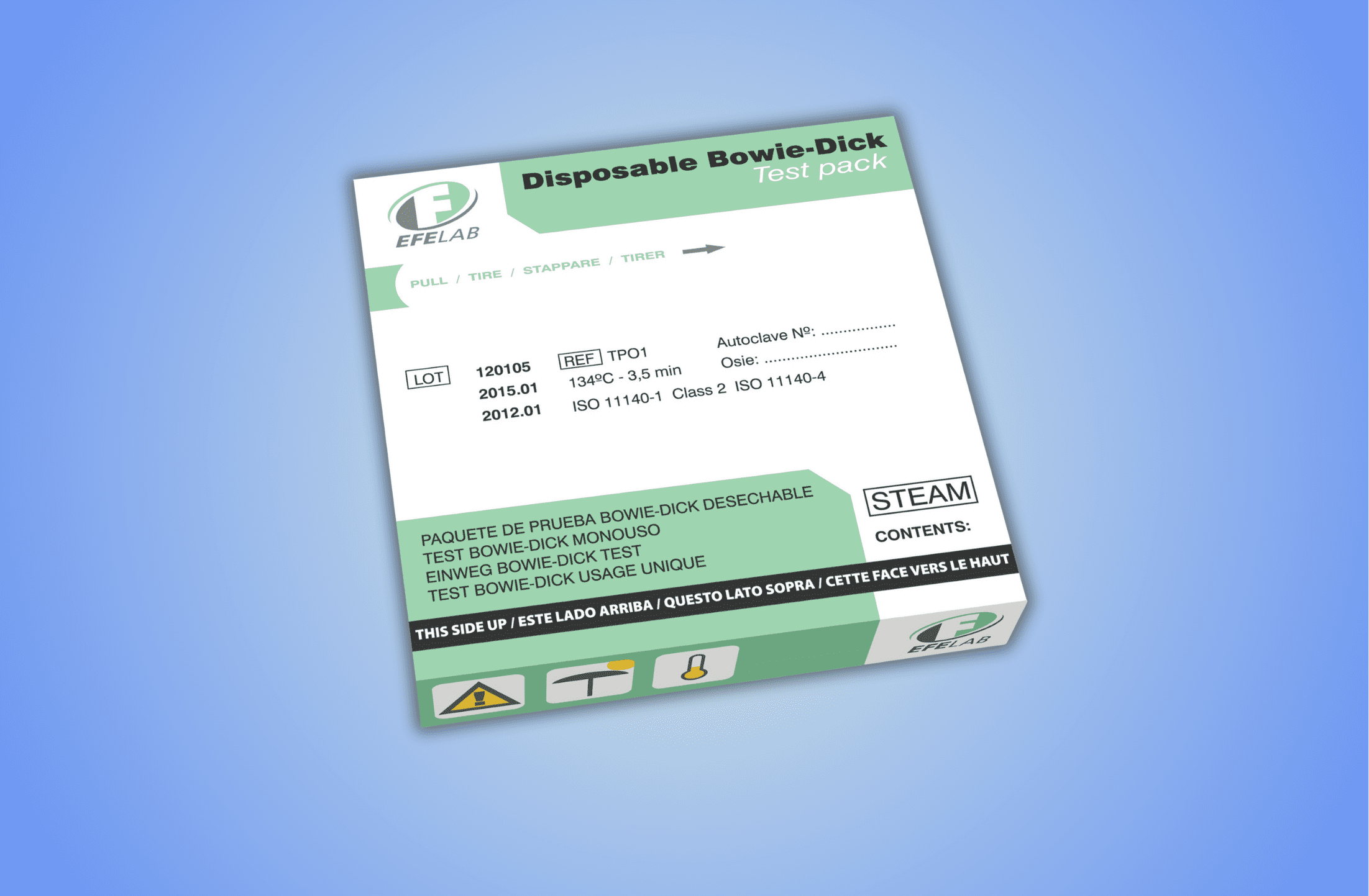 Pacote de Teste Bowie Dick TP01 Pacote de teste Bowie Dick TP01 para esterilização a vapor