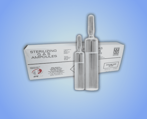 Front view of ethylene oxide ampoules for sterilization